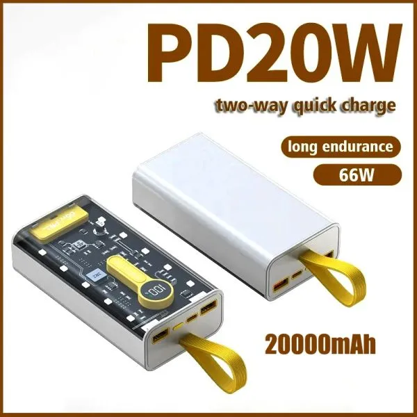 66w Super Fast Charge Power Bank 20000mah Portable External Battery