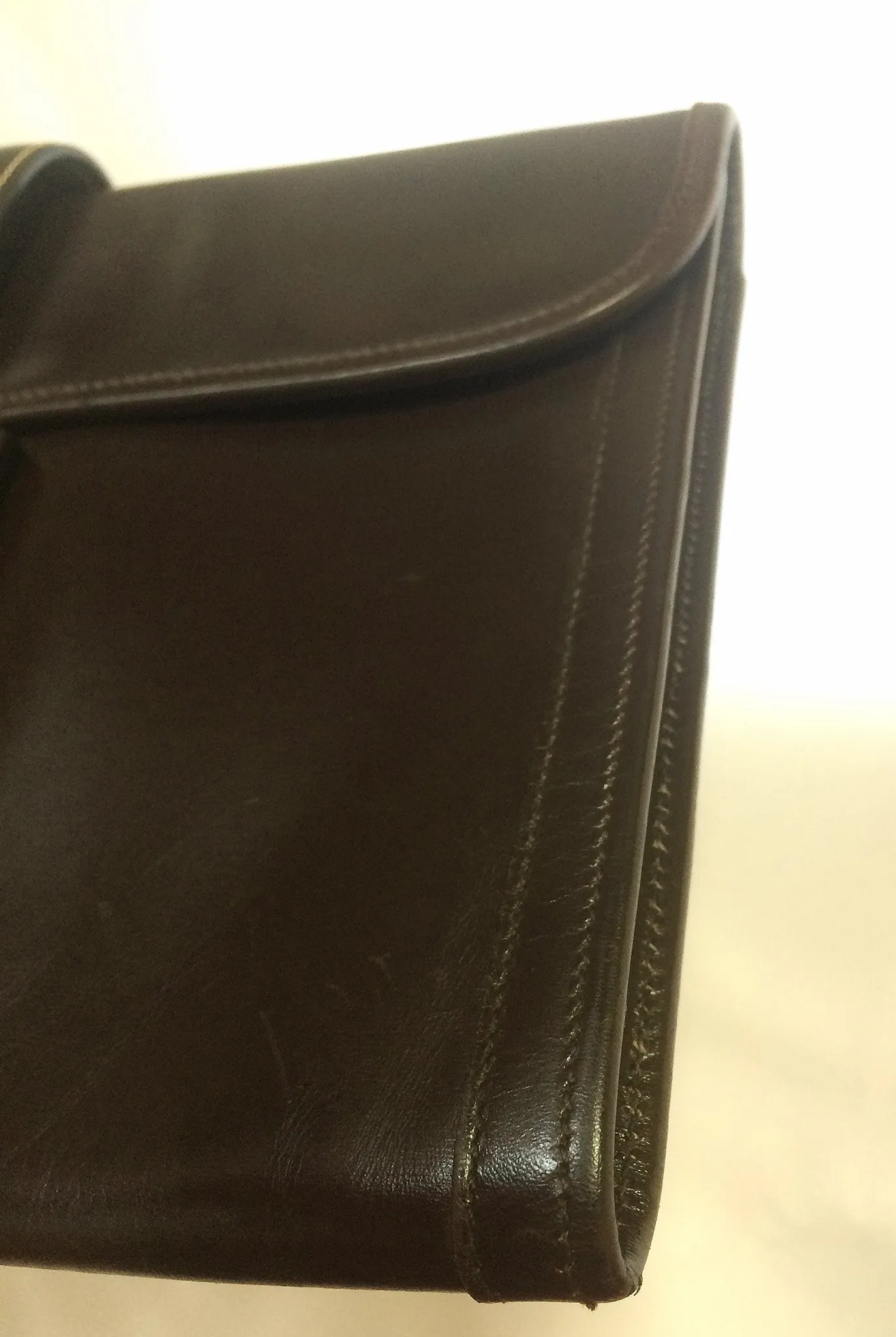 90's vintage HERMES jige, document case, dark brown portfolio purse. Classic and sophisticated style for unisex. 060531r5
