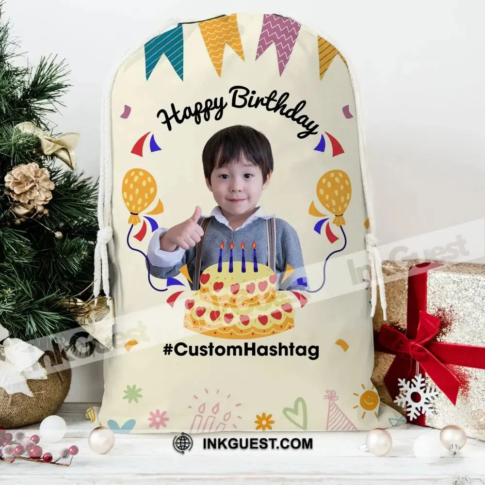 Birthday Gift Custom Photo And Text, Personalized String Bag