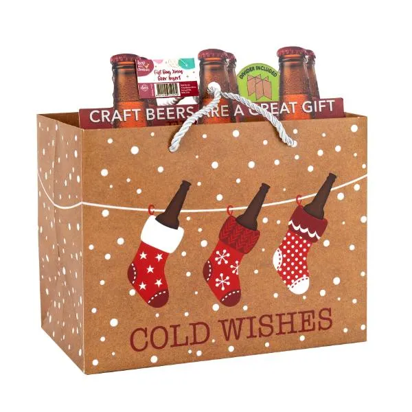 Christmas Beer Insert Gift Bag