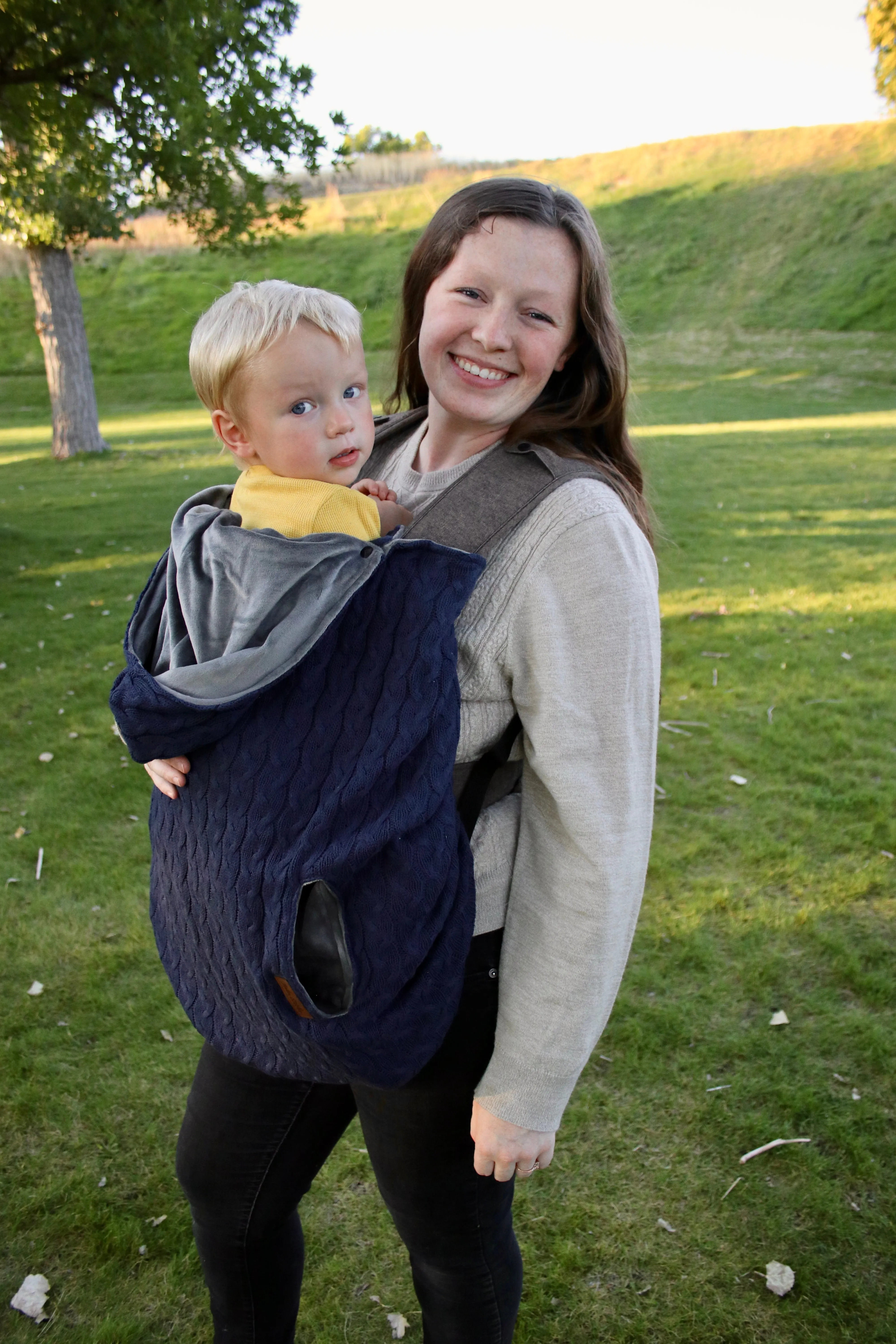 Denim Blue Quilted Triangles - Sweater Knit Carrier Cover