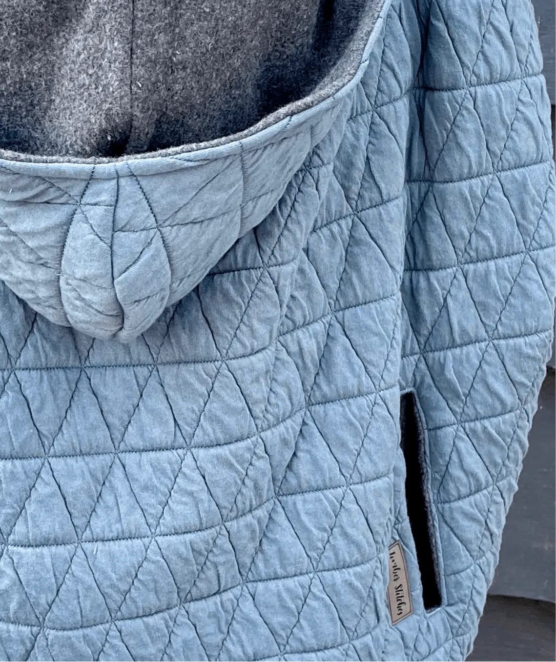 Denim Blue Quilted Triangles - Sweater Knit Carrier Cover