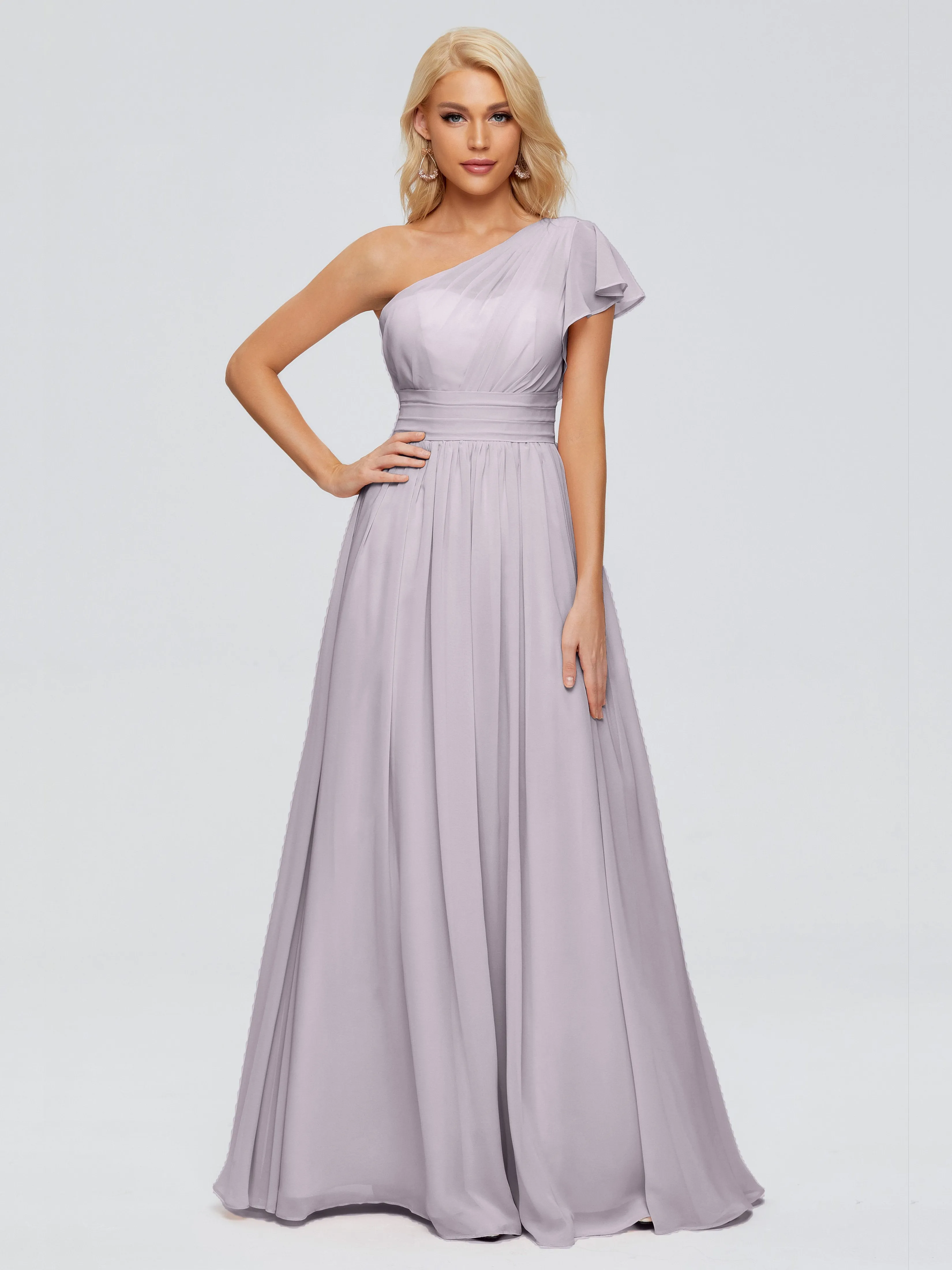 Dusk Color Bridesmaid Dress Rylee Gorgeous One Shoulder Pleated Chiffon Bridesmaid Dresses