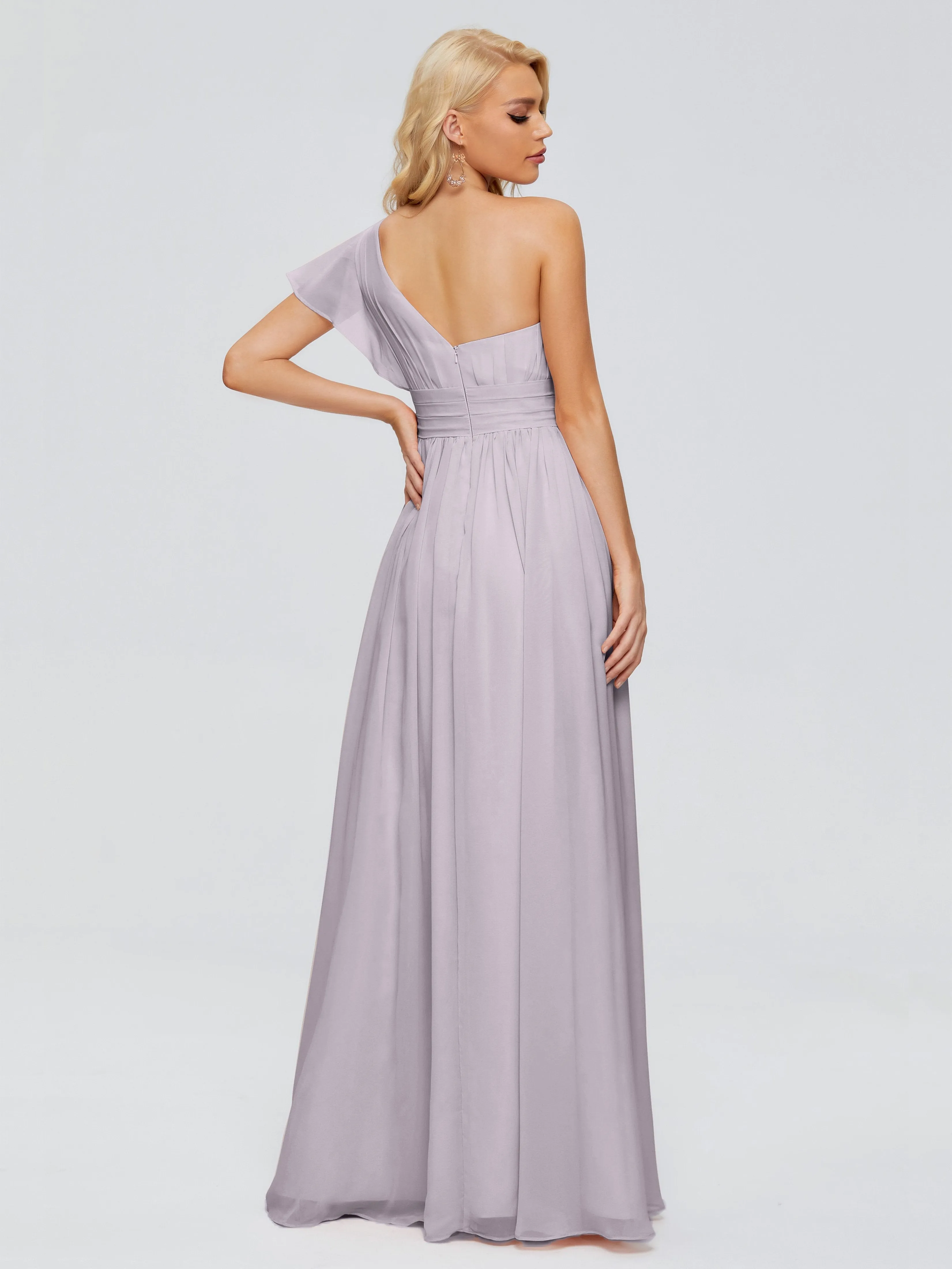 Dusk Color Bridesmaid Dress Rylee Gorgeous One Shoulder Pleated Chiffon Bridesmaid Dresses