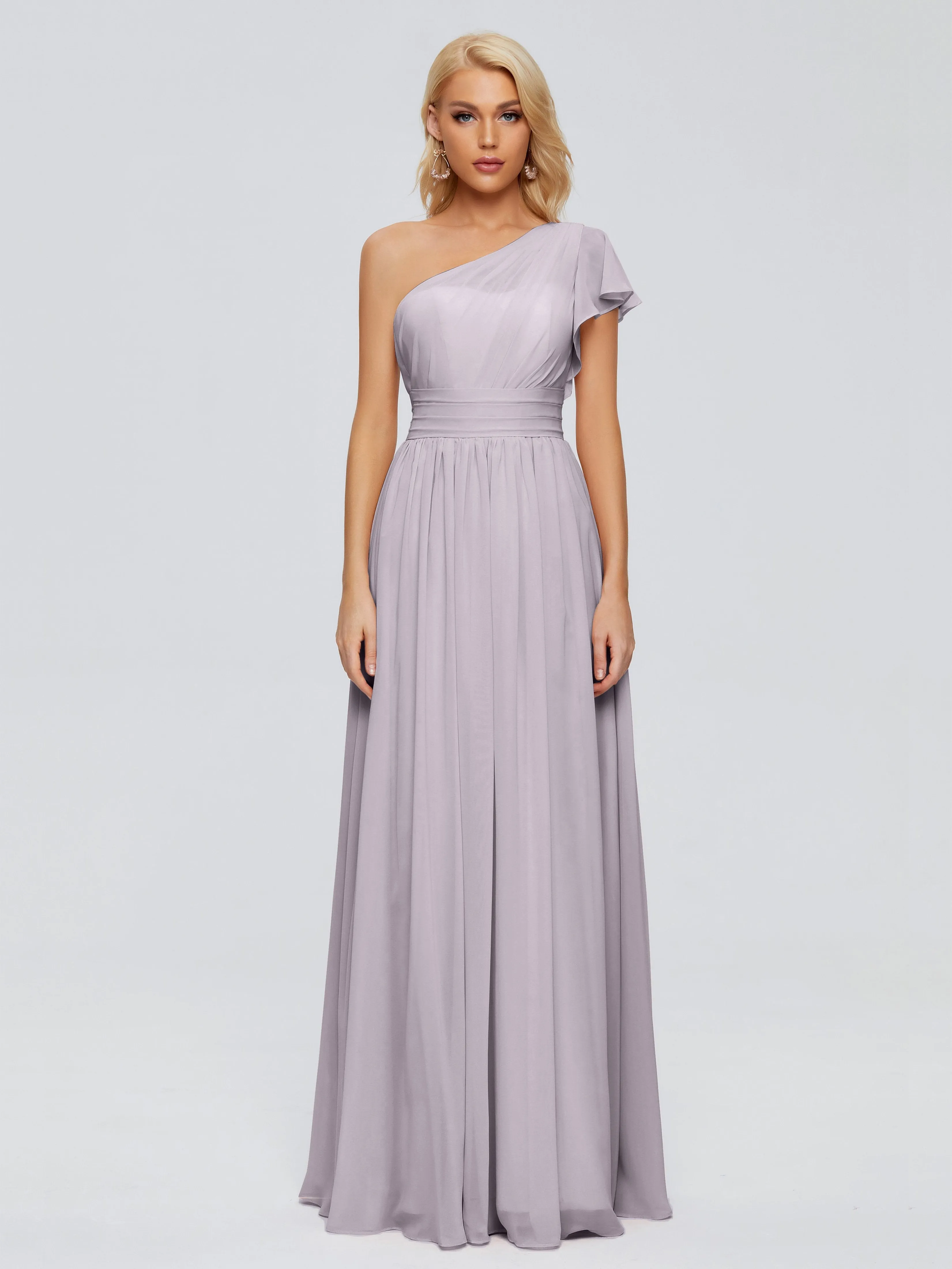 Dusk Color Bridesmaid Dress Rylee Gorgeous One Shoulder Pleated Chiffon Bridesmaid Dresses