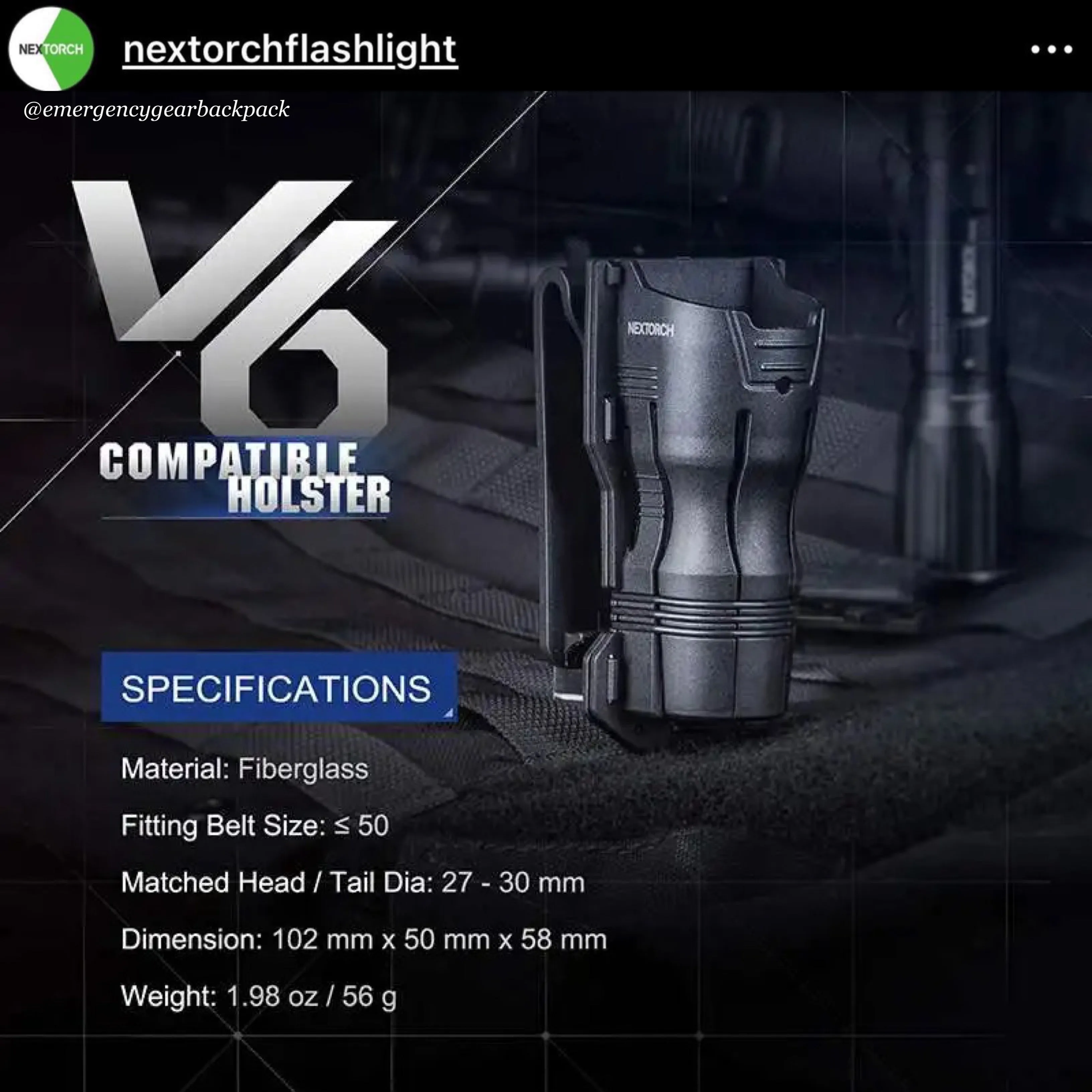 NEXTORCH V6 Quick-Draw Tactical Flashlight Holster