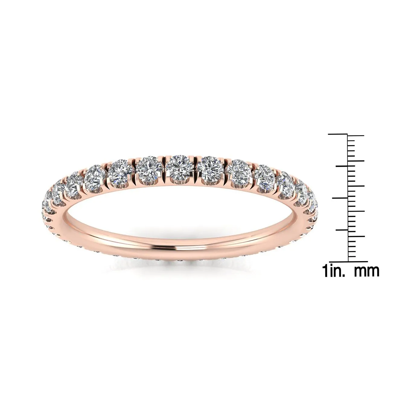 Round Brilliant Cut Diamond Split Prong Set Eternity Ring In 14k Rose Gold  (0.46ct. Tw.) Ring Size 5