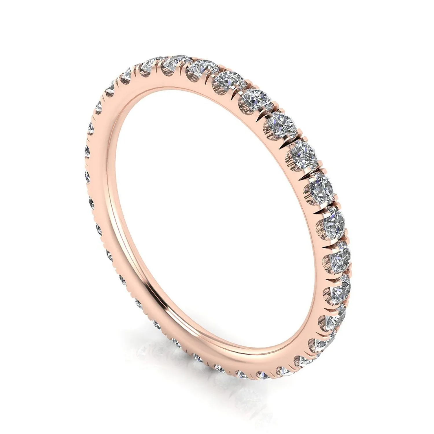 Round Brilliant Cut Diamond Split Prong Set Eternity Ring In 14k Rose Gold  (0.46ct. Tw.) Ring Size 5