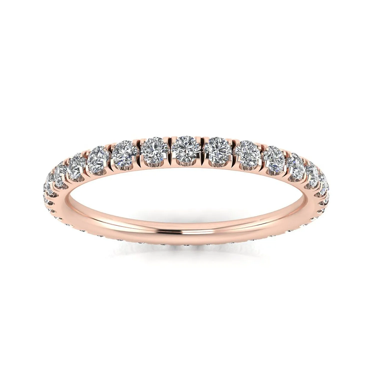 Round Brilliant Cut Diamond Split Prong Set Eternity Ring In 14k Rose Gold  (0.46ct. Tw.) Ring Size 5