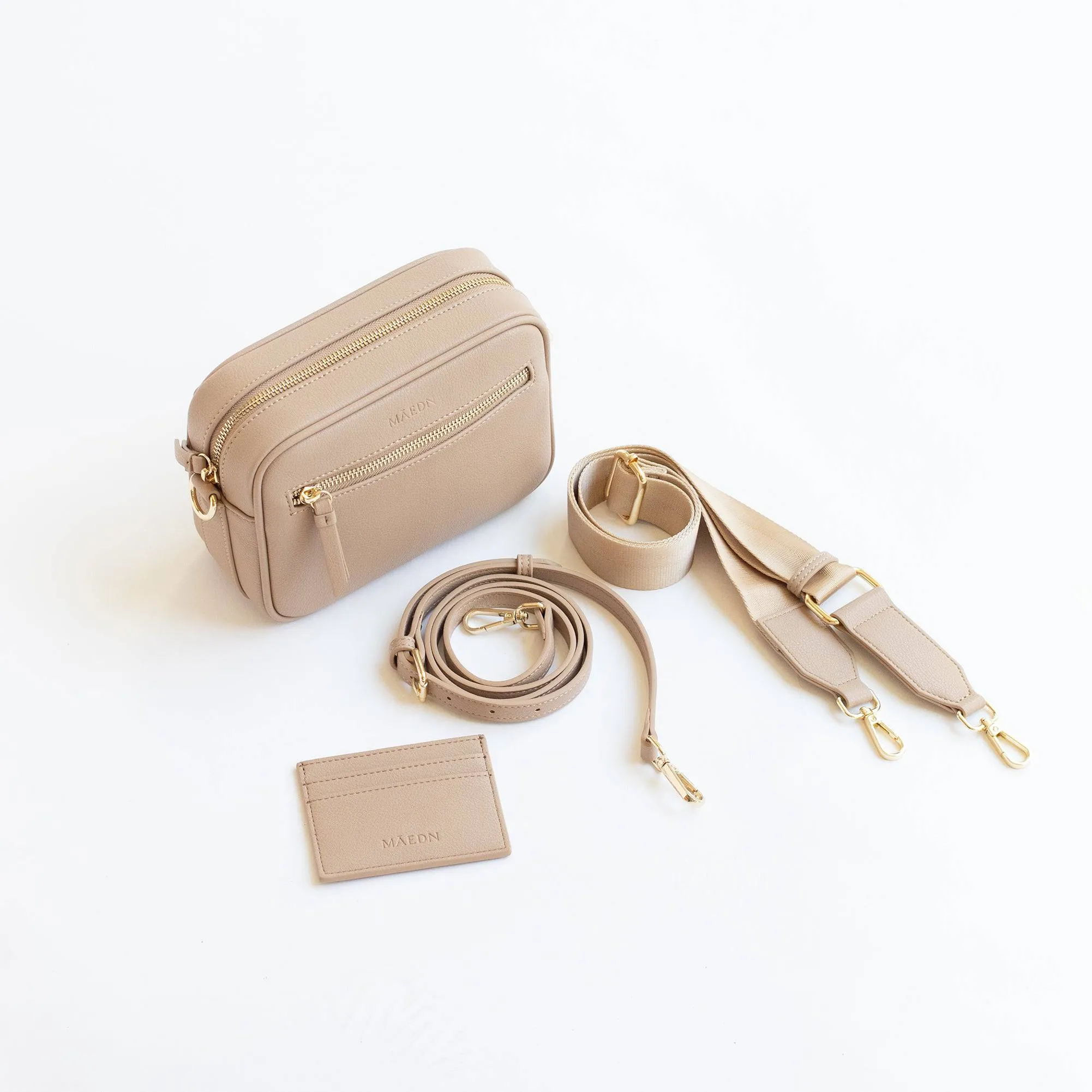 Taupe Classic Zip Crossbody
