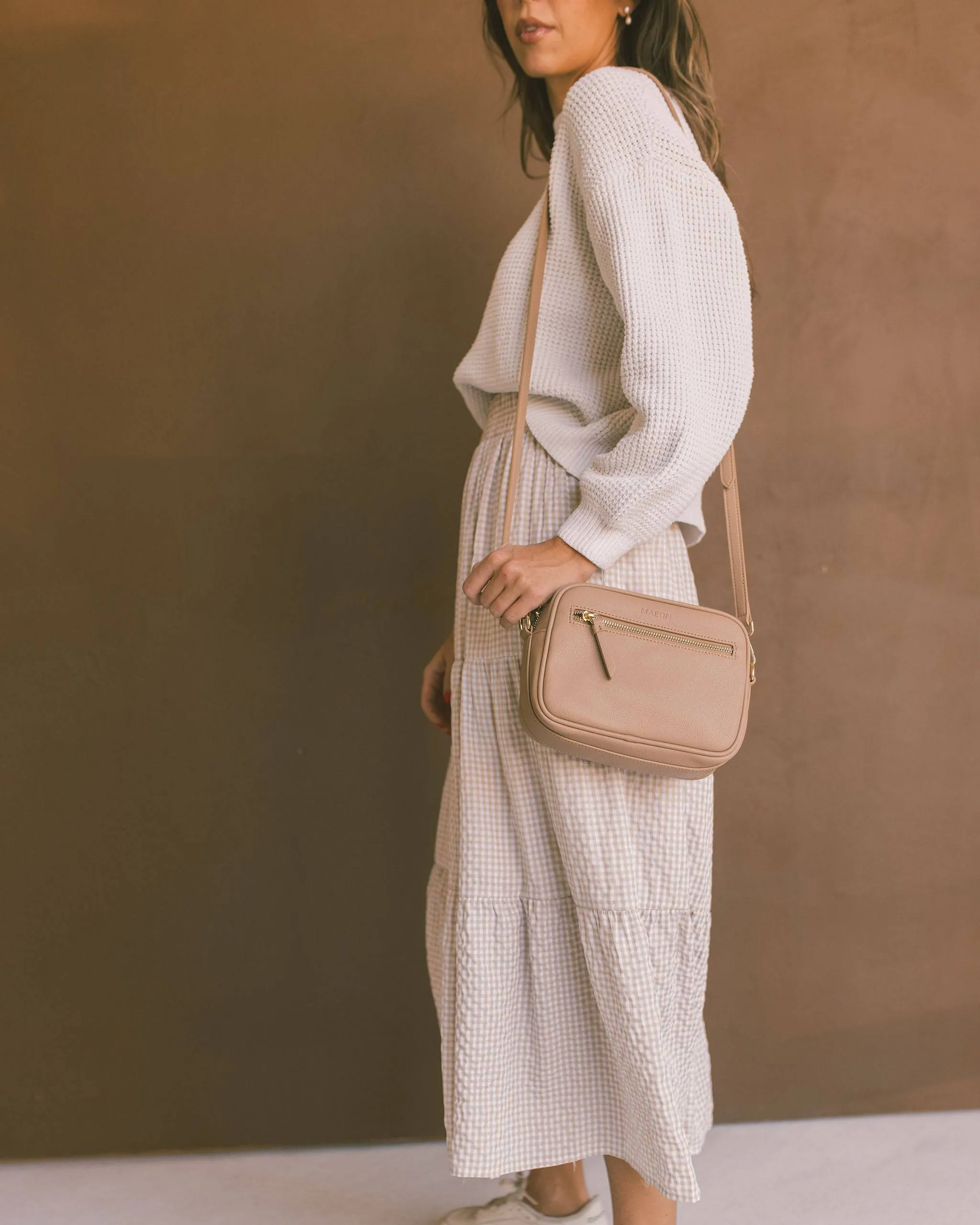 Taupe Classic Zip Crossbody