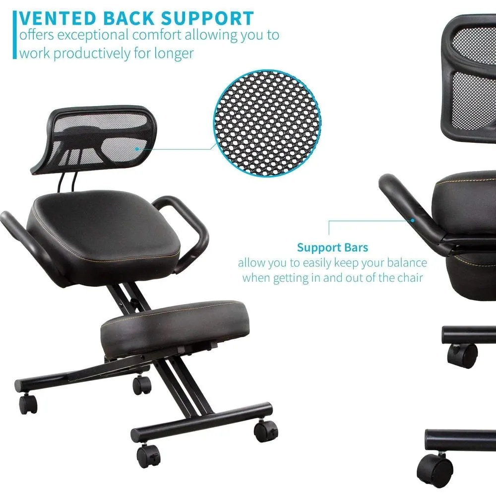 VIVO Dragonn Adjustable Ergonomic Kneeling Chair with Back Support, DN-CH-K02B/K02G/K02W