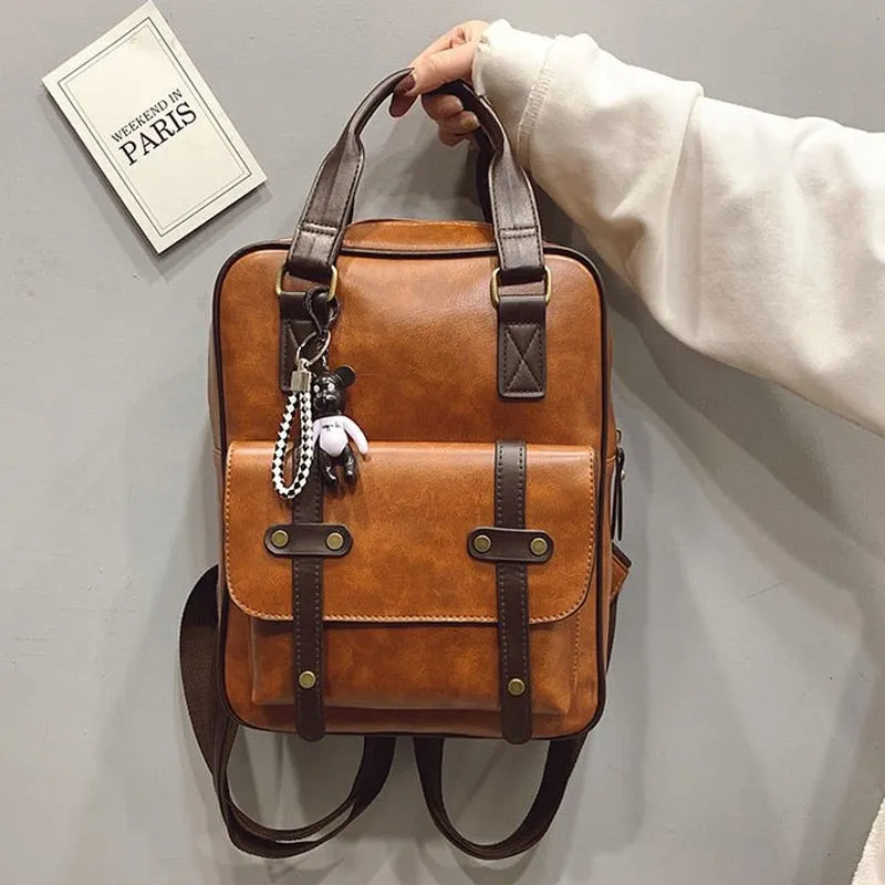 Waterproof Vintage Leather Big Travel Backpack Anti Theft Backpacks Students