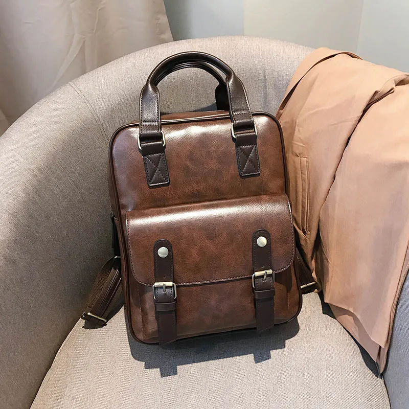 Waterproof Vintage Leather Big Travel Backpack Anti Theft Backpacks Students