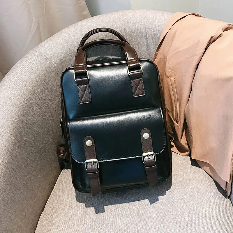 Waterproof Vintage Leather Big Travel Backpack Anti Theft Backpacks Students
