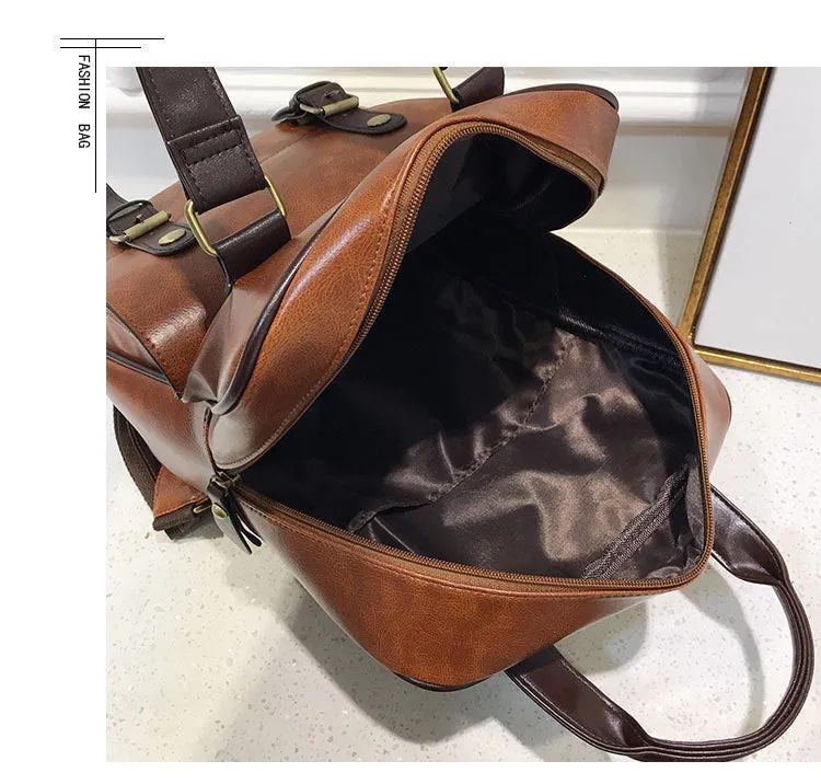 Waterproof Vintage Leather Big Travel Backpack Anti Theft Backpacks Students