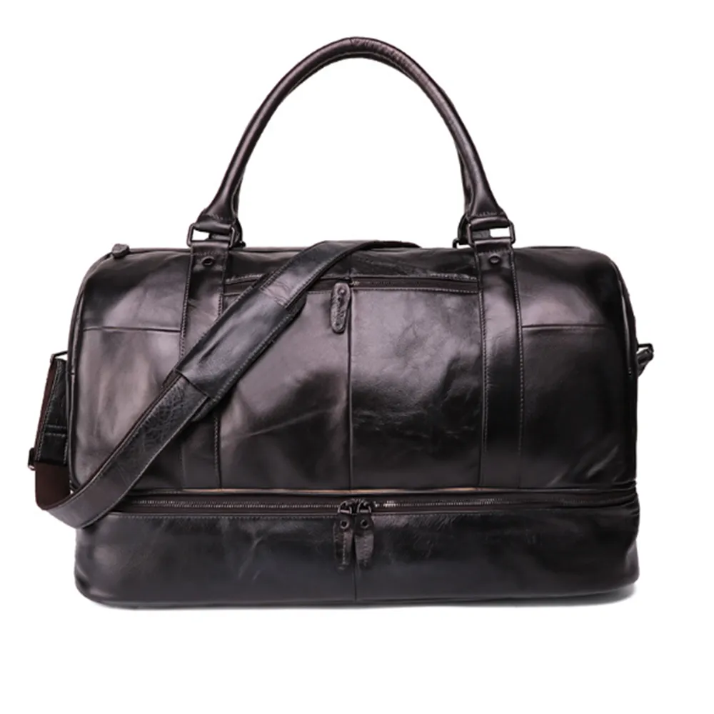 YAAGLE Unisex Large Capacity Tanned Leather Travel Handbag YG6466