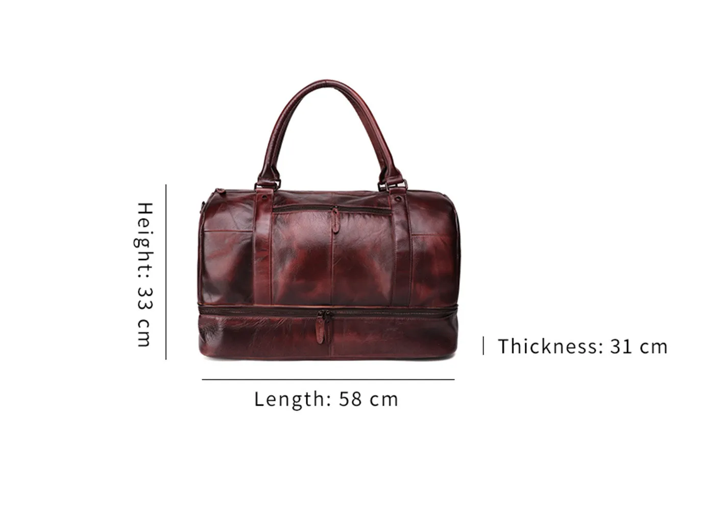 YAAGLE Unisex Large Capacity Tanned Leather Travel Handbag YG6466