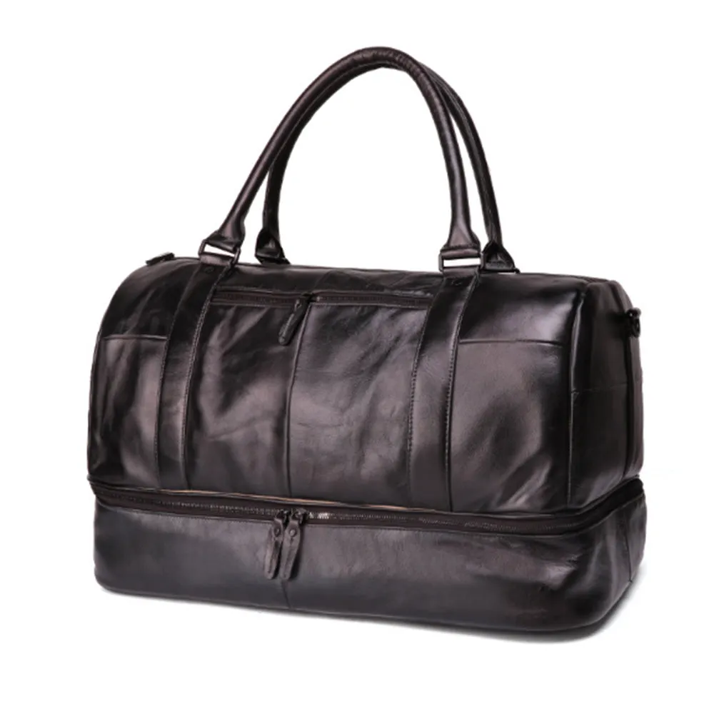 YAAGLE Unisex Large Capacity Tanned Leather Travel Handbag YG6466