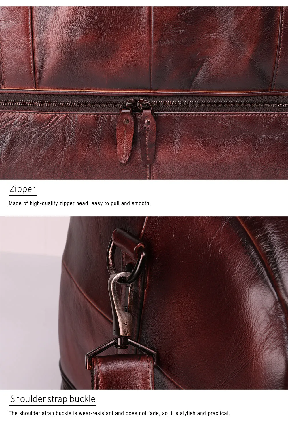 YAAGLE Unisex Large Capacity Tanned Leather Travel Handbag YG6466